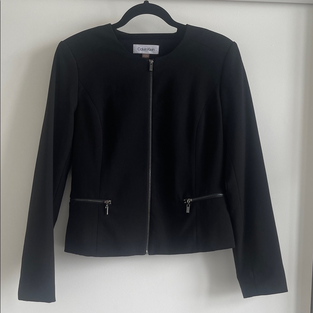 Calvin Klein Classic Black Collarless Blazer